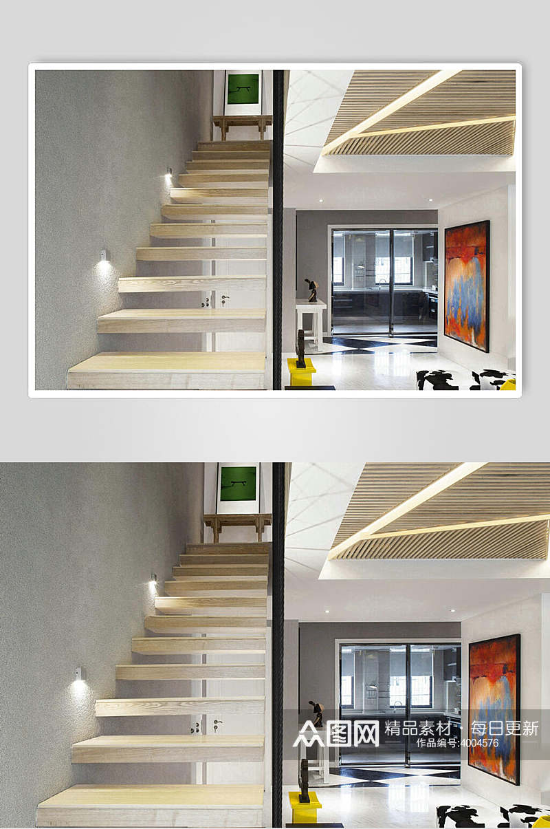 客厅楼梯走廊复式跃层室内设计图片素材