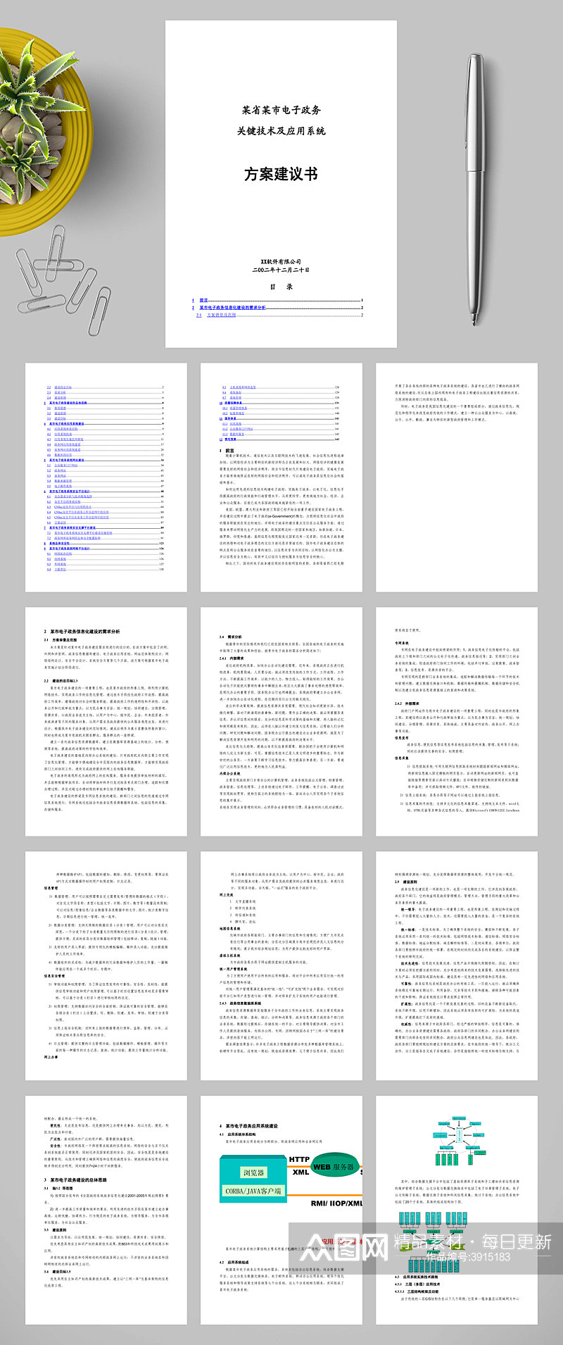电子政务关键技术及应用系统方案建议书WORD素材
