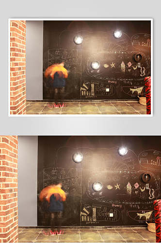 个性大气黑板砖墙复古装修设计图片