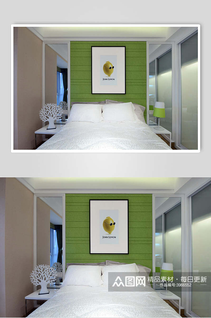 简约大气柠檬眼镜卧室家装设计图片素材