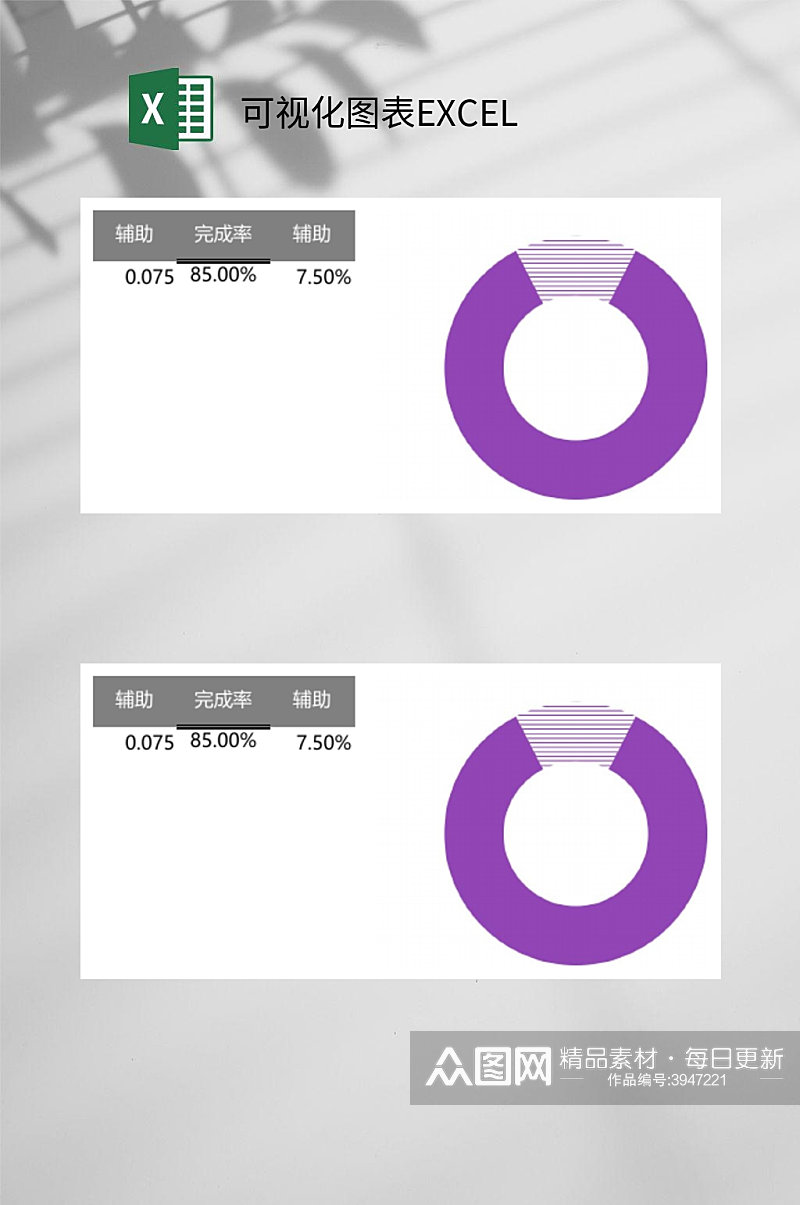 紫色完成率可视化图表EXCEL素材