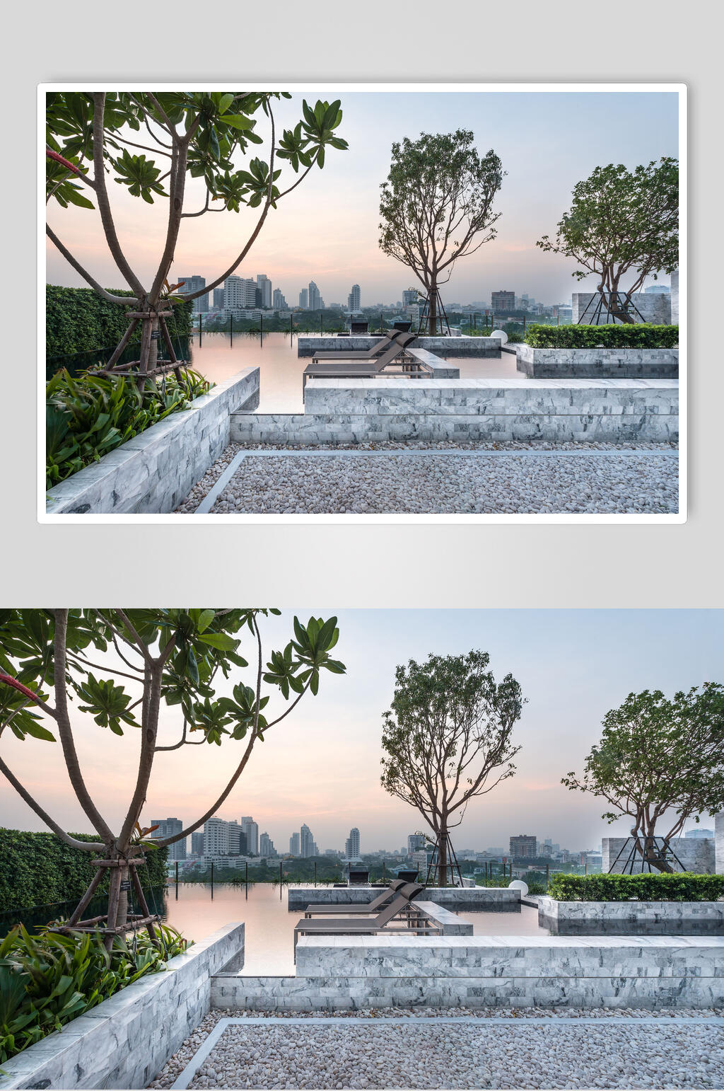 休闲躺椅绿植舒适露台设计图片素材