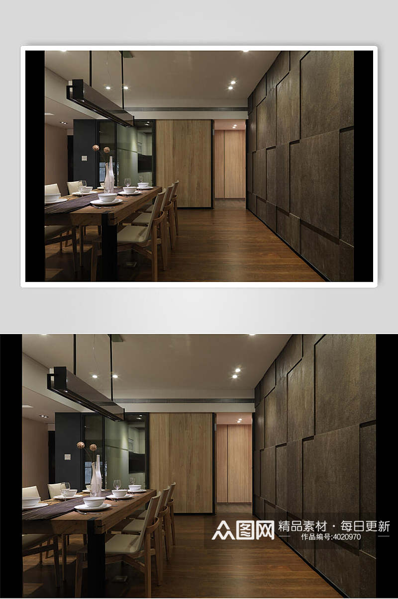大气墙面灰色餐厅装修图片素材