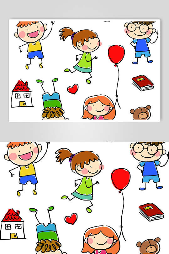 气球爱心儿童节矢量素材