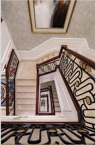 楼梯壁画大气创意法式风格别墅图片