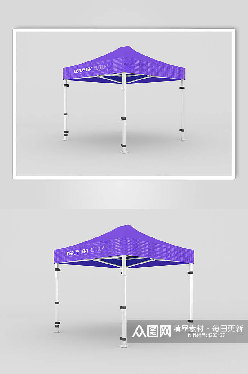 波点英文字母紫色帐篷展示样机素材