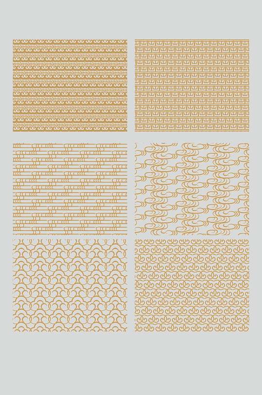 黄色线条简约传统古典图案矢量素材