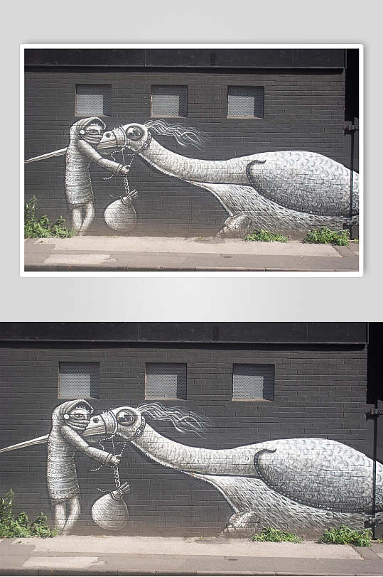 雕像街头墙面涂鸦图片