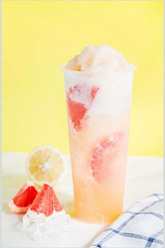 柠檬红柚冰沙高清图片