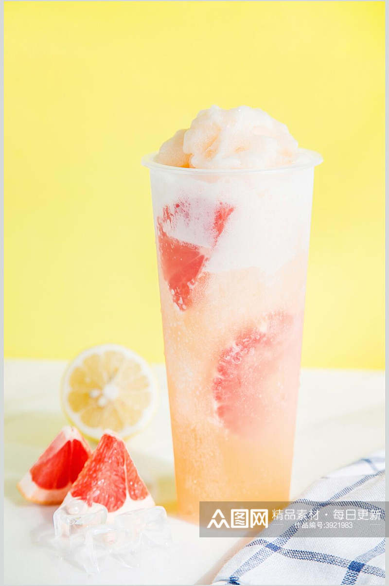 柠檬红柚冰沙高清图片素材