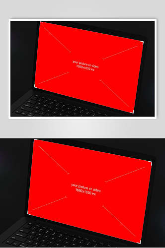红英文电脑笔记本屏幕贴图样机