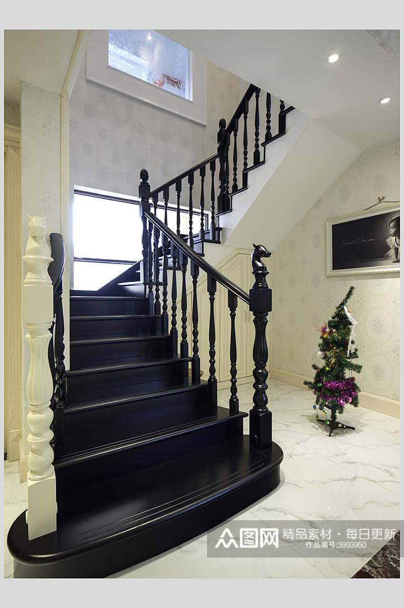 个性高端楼梯扶手复古装修设计图片素材