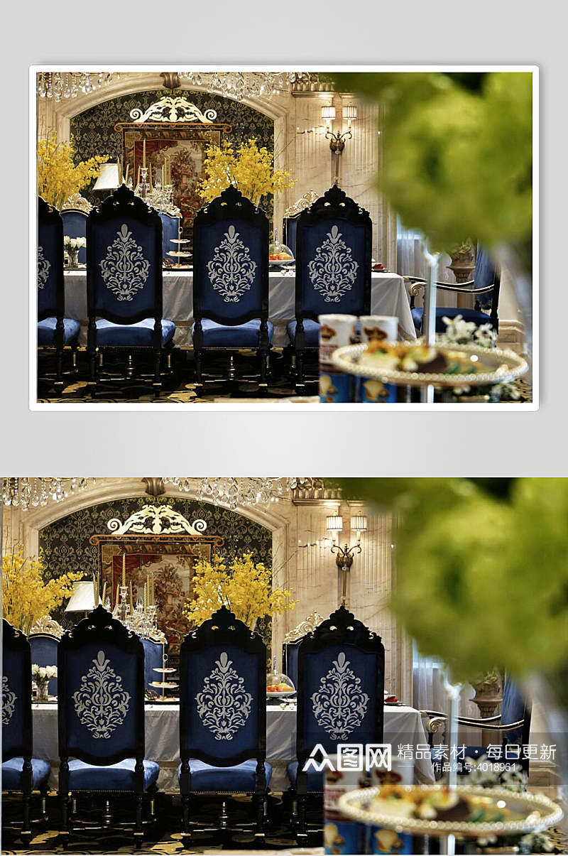 桌椅花束食物高端创意餐厅装修图片素材