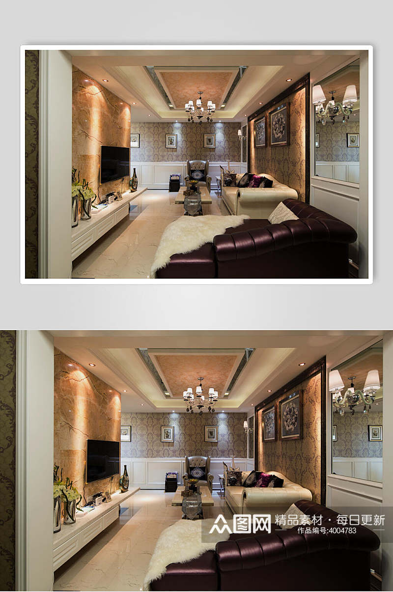 欧式壁纸客厅挂画客厅设计图片素材