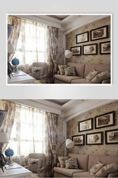 复古布艺沙发欧式简欧两居室图片