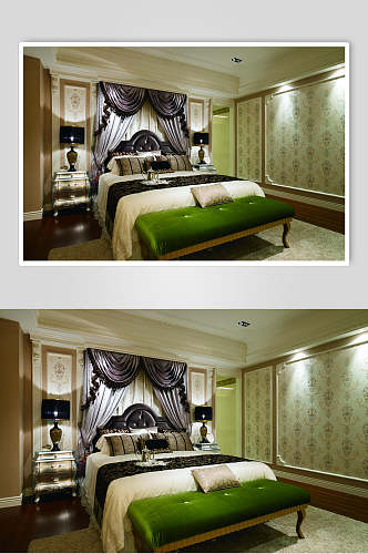 简约大气床单长凳卧室家装设计图片