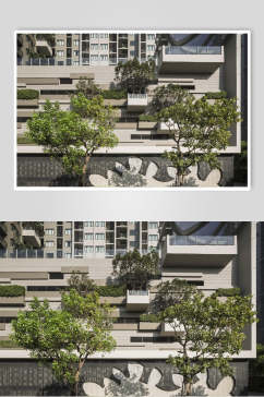 树木高端创意高楼窗户露台设计图片