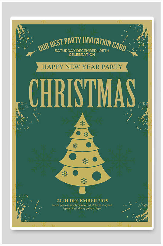 金色边框圣诞节海报-众图网