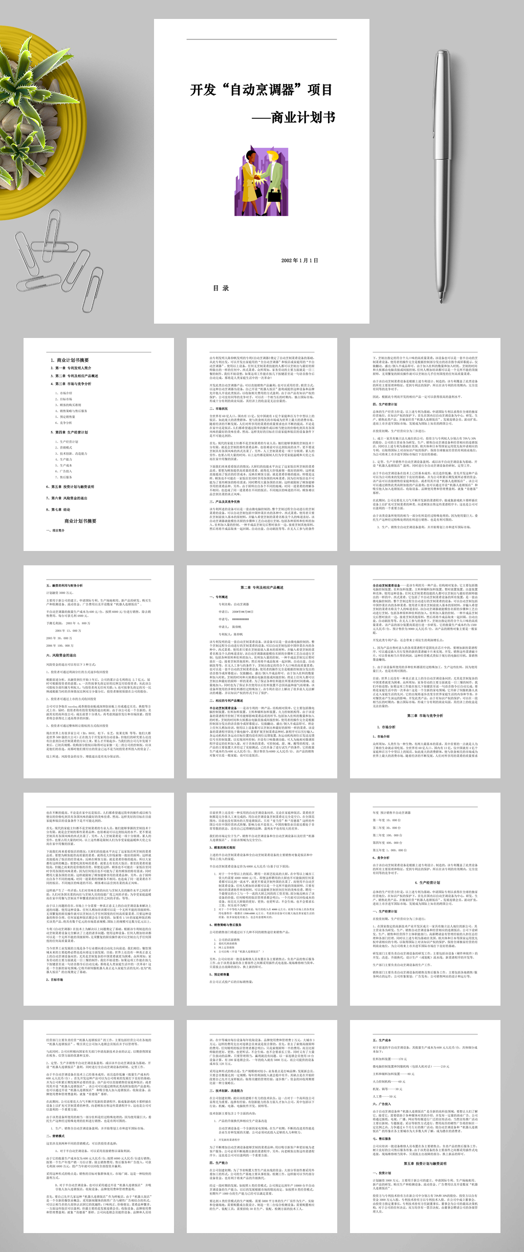 开发自动烹调器项目的商业计划书docWORD素材
