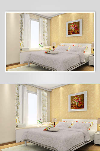 简约大气壁画花朵卧室家装设计图片