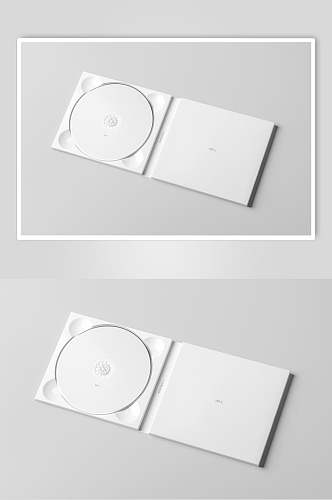 圆圈光碟简约白CD包装贴图样机