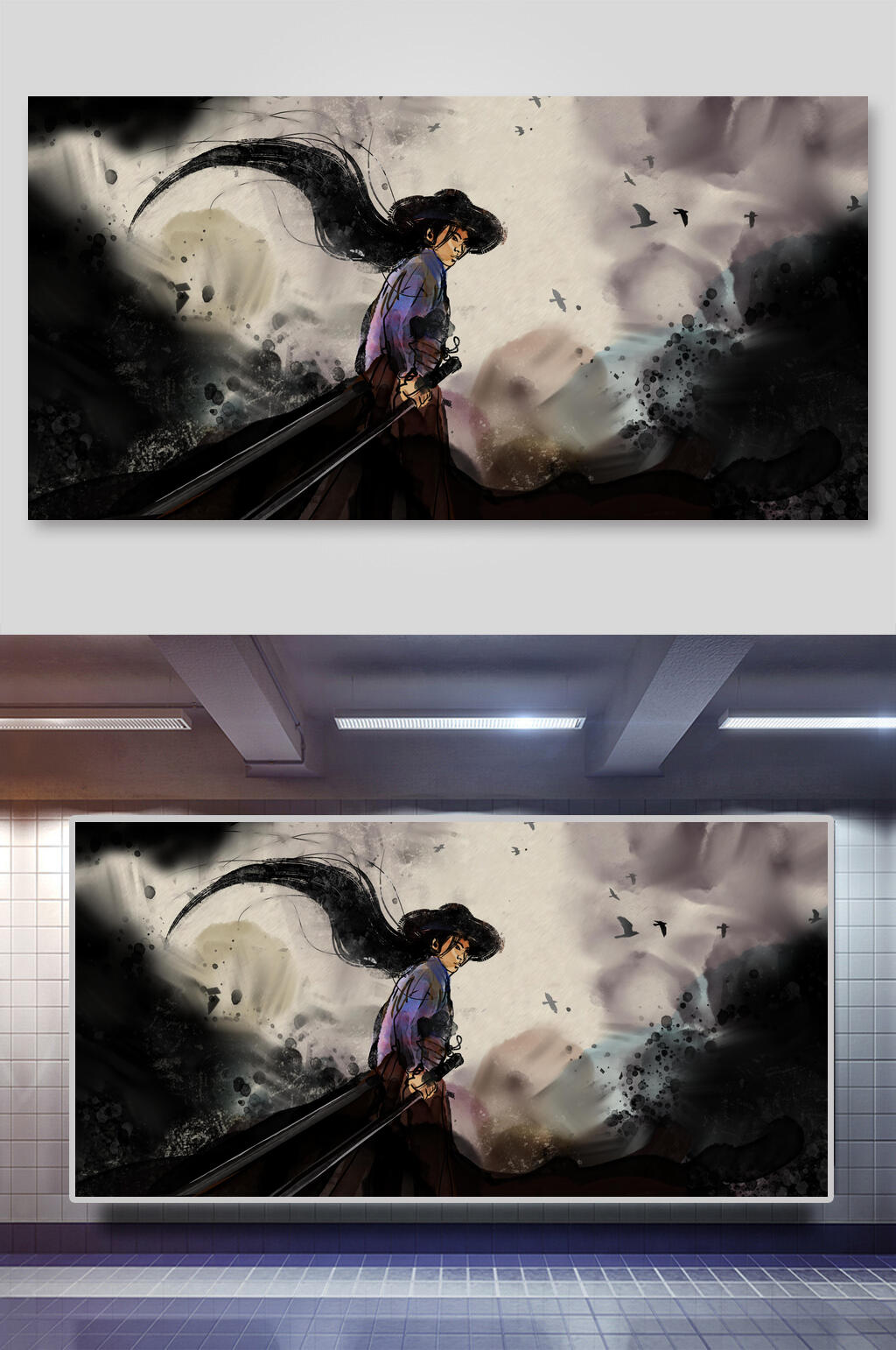 水墨风江湖武侠人物插画素材