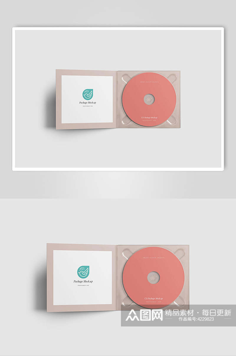光盘圆圈正视图CD包装贴图样机素材