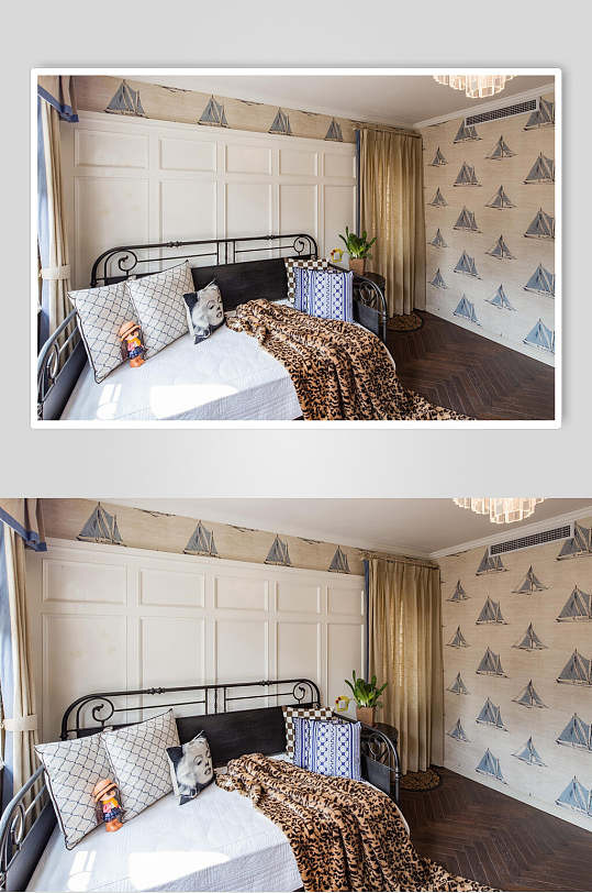 个性高端墙纸床单复古装修设计图片
