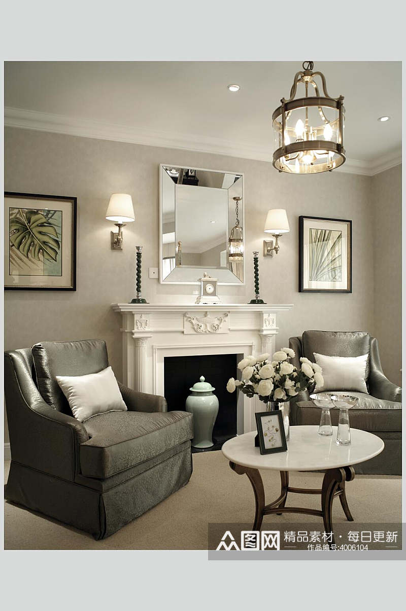 沙发花朵高端创意黄色客厅设计图片素材