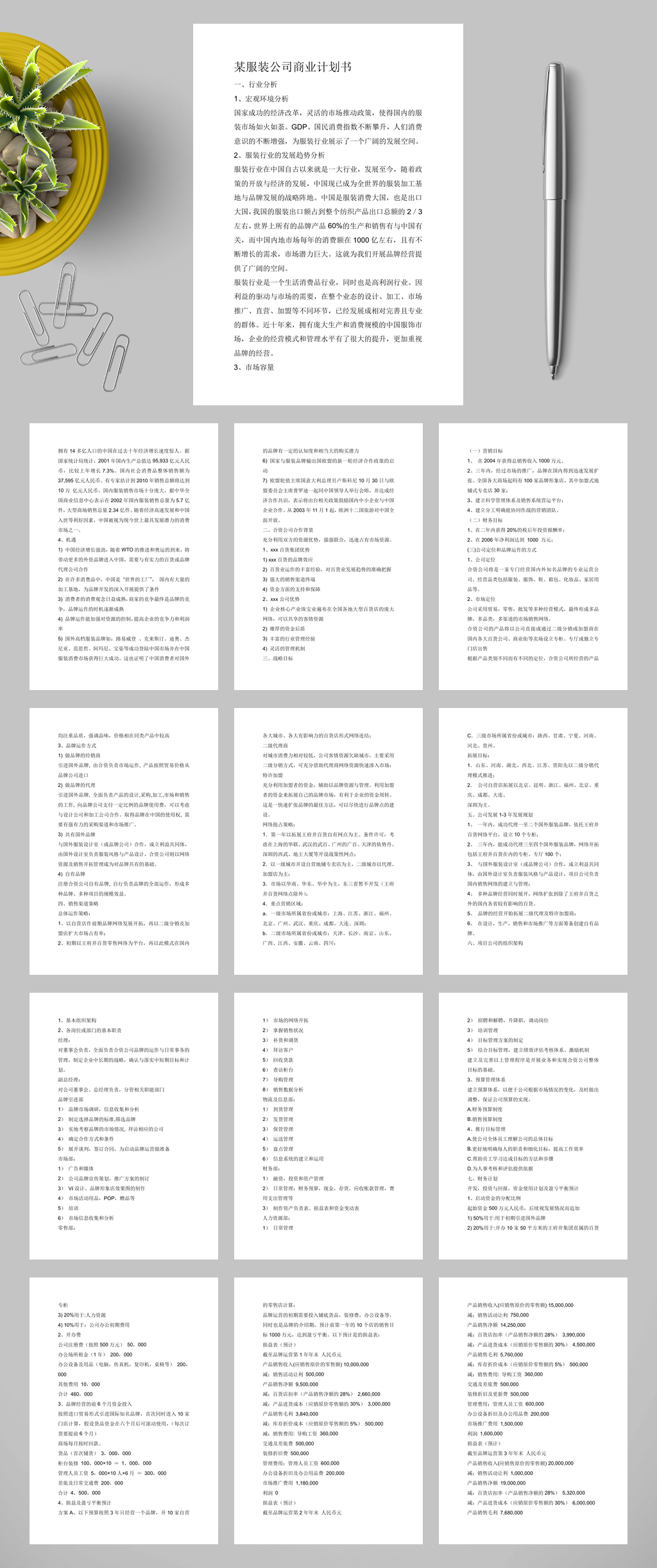 某服装公司商业计划书WORD素材