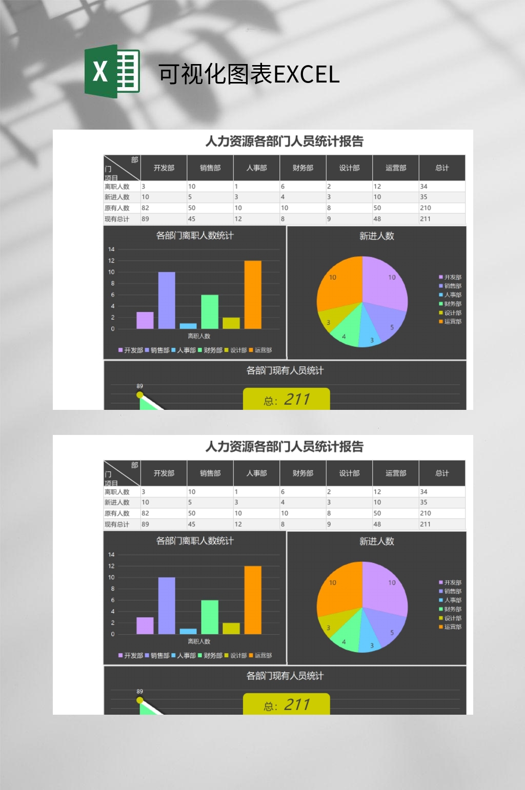 黑底饼图可视化图表EXCEL素材