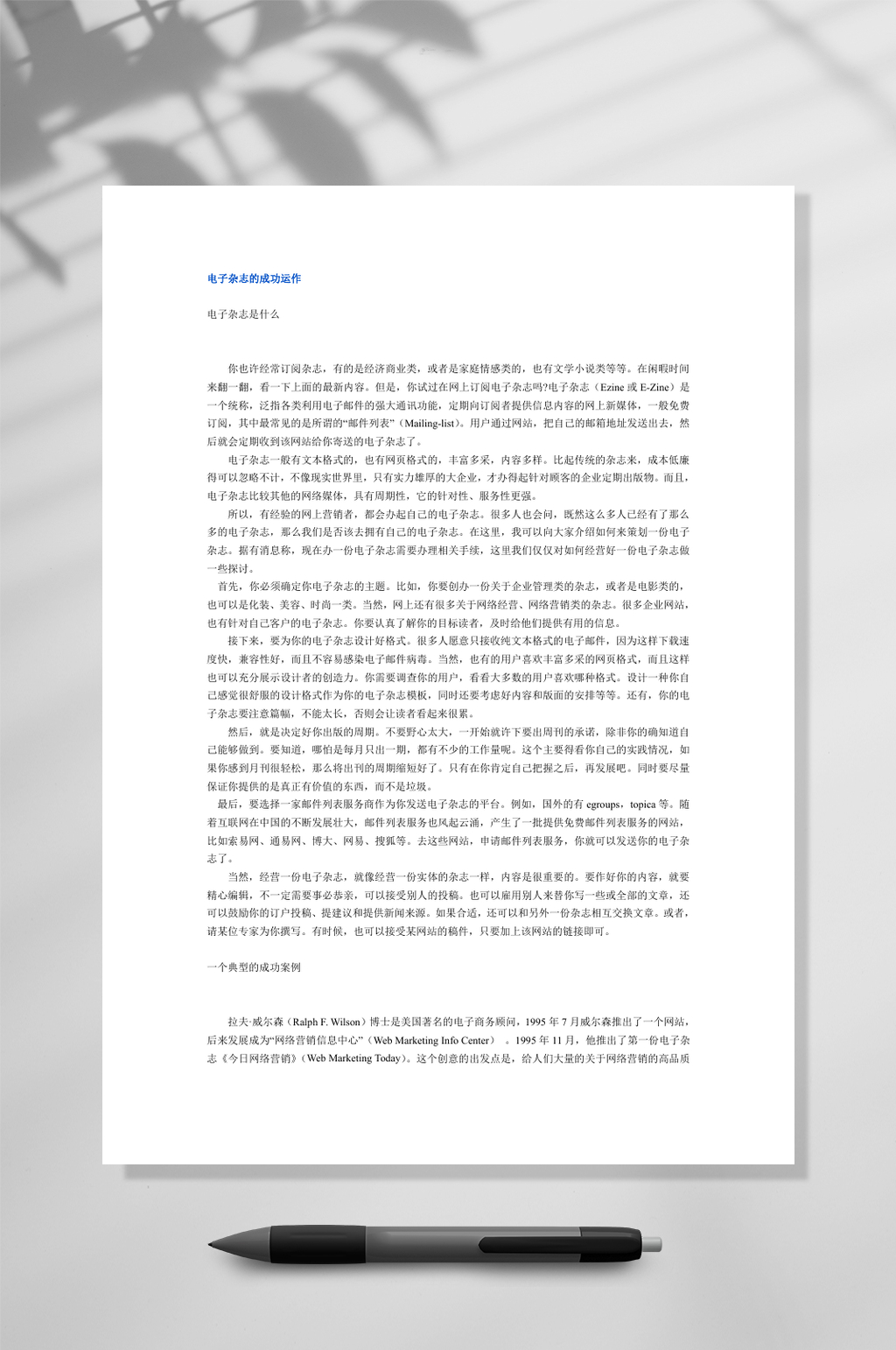 电子杂志的成功运作WORD素材