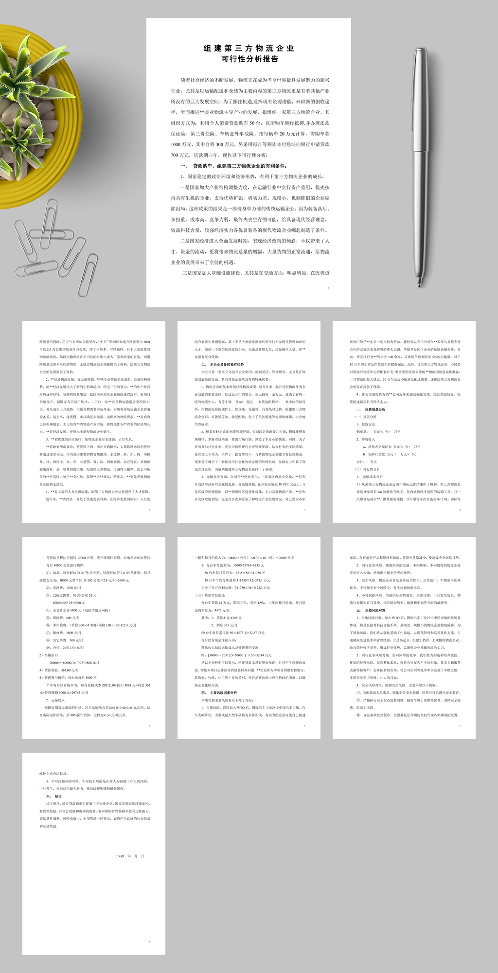 组建第三方物流企业可行性分析报告WORD素材