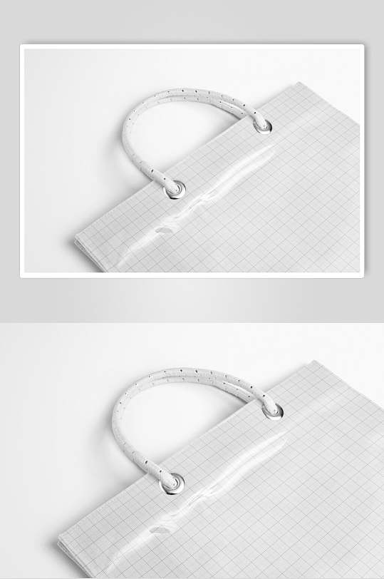 圆孔线条方格灰PVC手提袋样机