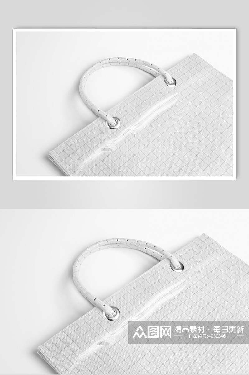 圆孔线条方格灰PVC手提袋样机素材