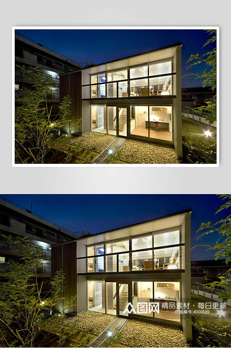 透光式住宅日式独栋别墅图片素材