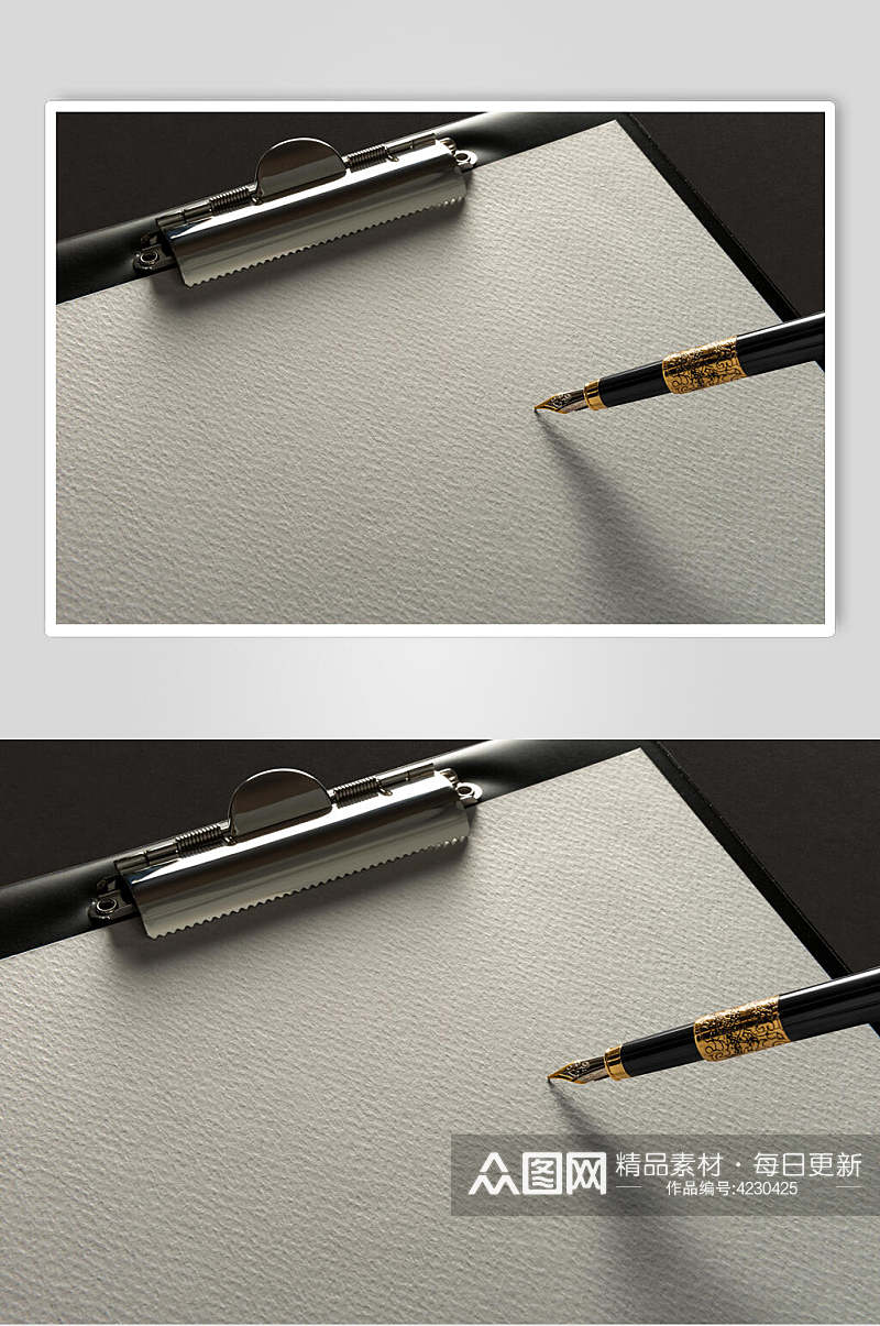 钢笔铁环扣黑色品牌VI设计样机素材