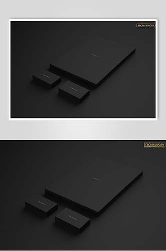 长方形立体黑色品牌VI设计样机