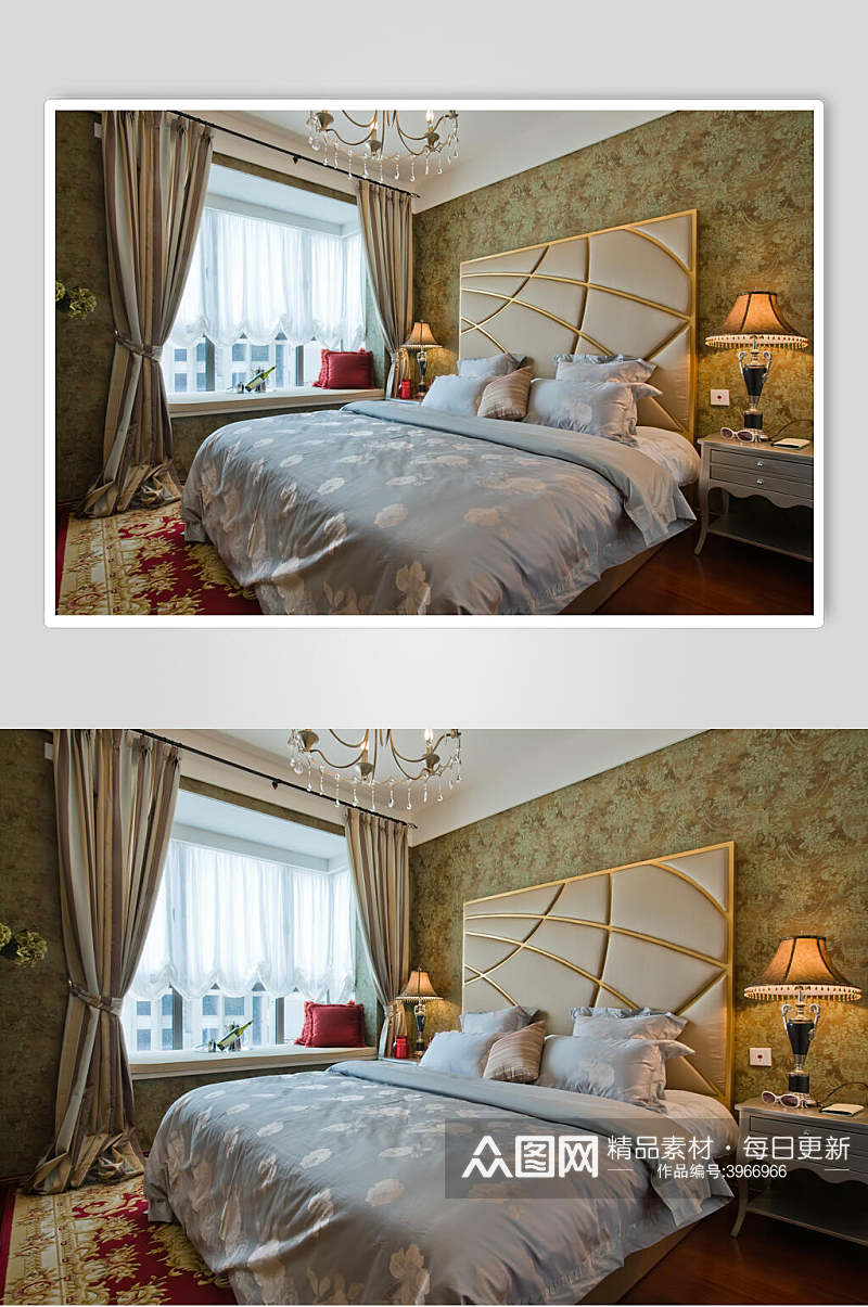 个性时尚台灯窗帘卧室家装设计图片素材