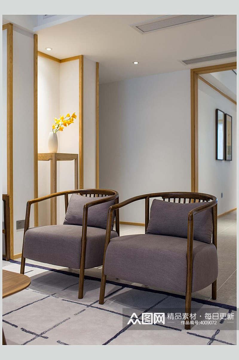 椅子创意高端地毯新中式二居室图片素材