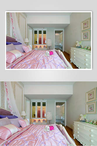 个性时尚床帘相框卧室家装设计图片