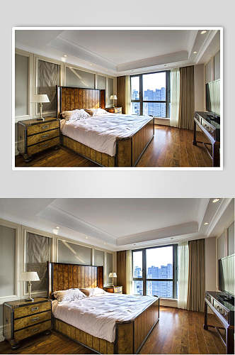 木纹床豪华卧室美式大户型图片