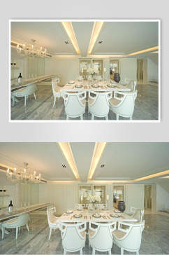 典雅白色餐桌欧式别墅图片