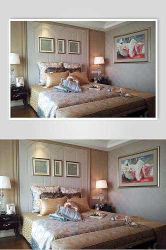 个性时尚台灯壁画卧室家装设计图片