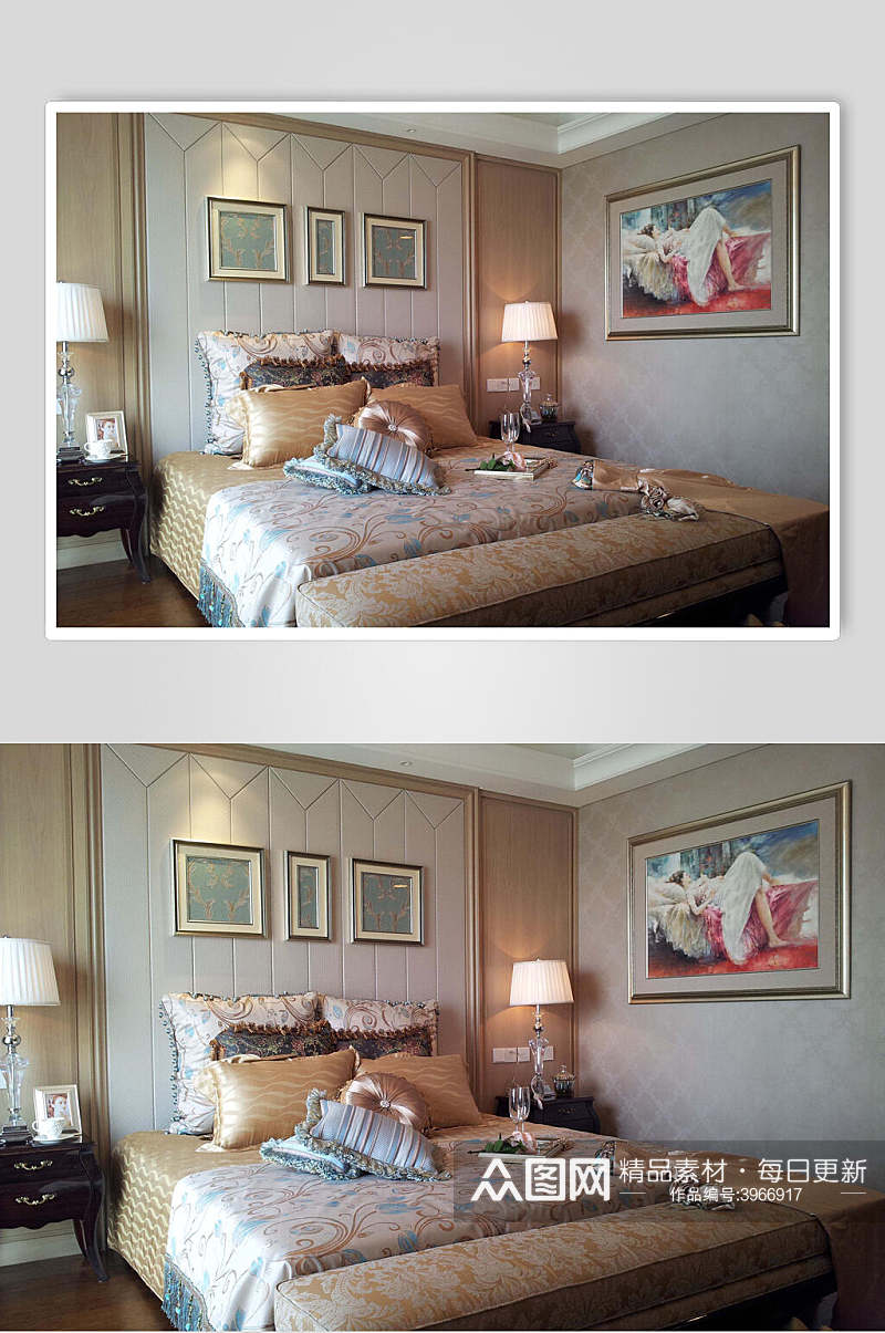 个性时尚台灯壁画卧室家装设计图片素材