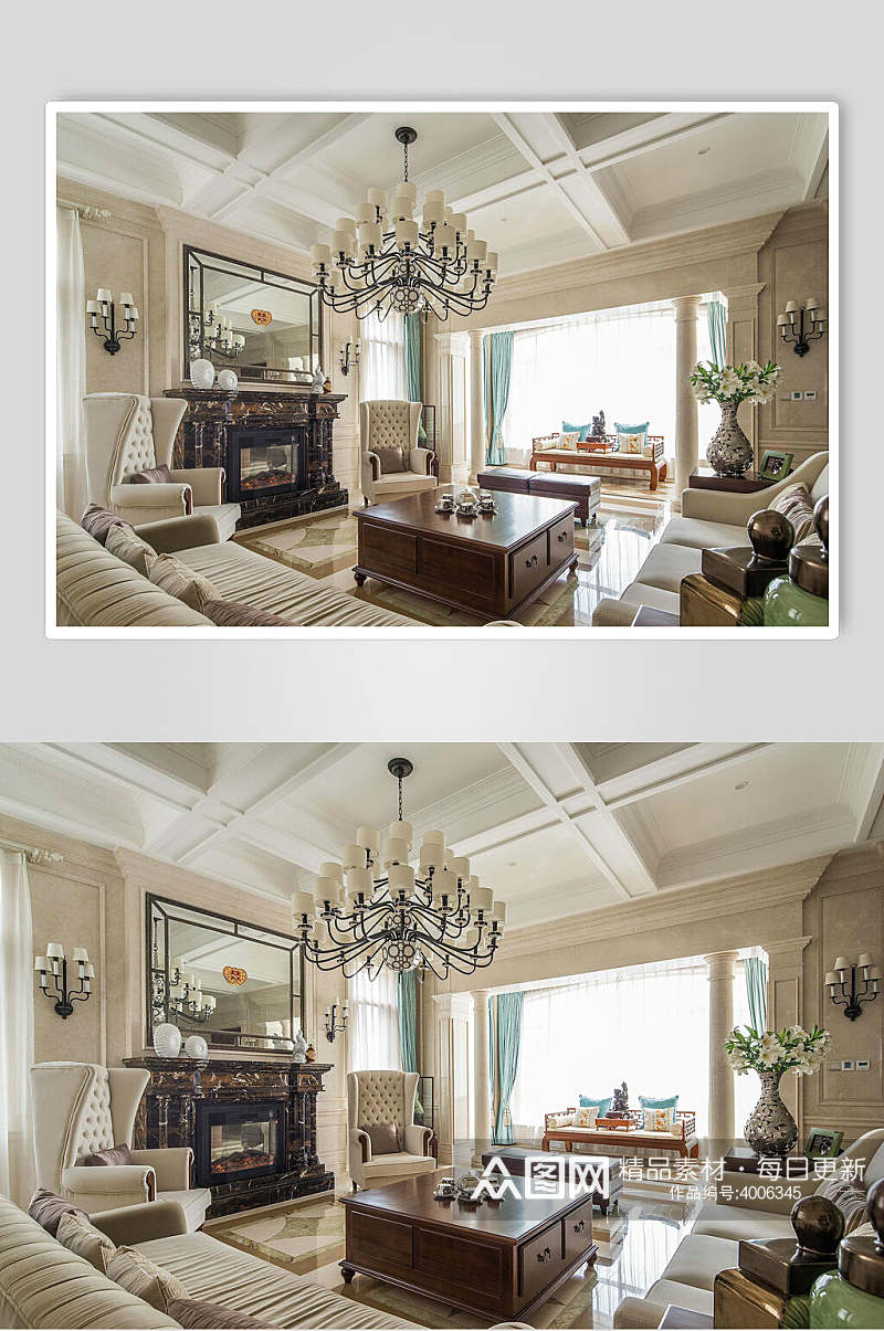 地毯吊灯高端创意黄色客厅设计图片素材