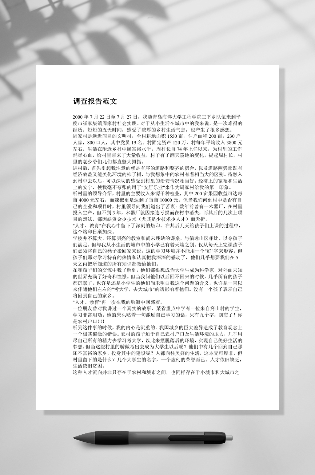 通用调查报告范文WORD素材