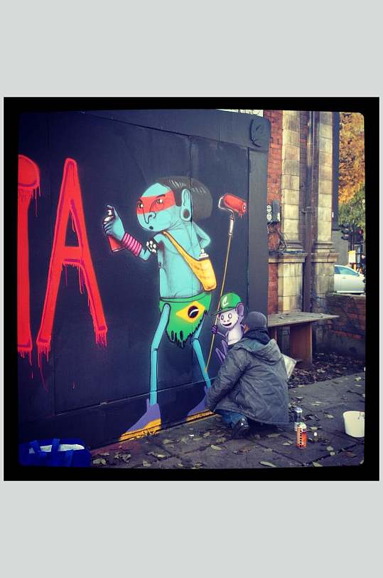 街头红色英文墙面涂鸦图片