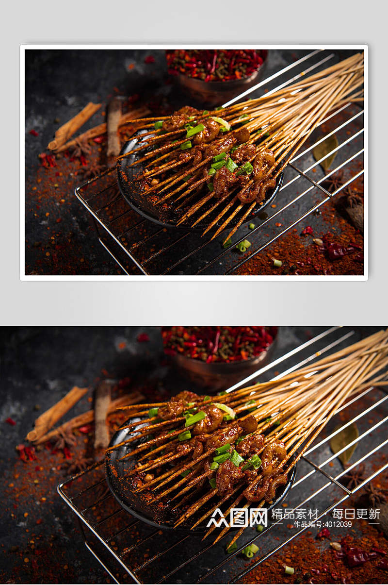 时尚黑红辣椒签子剪影烤串烧烤图片素材