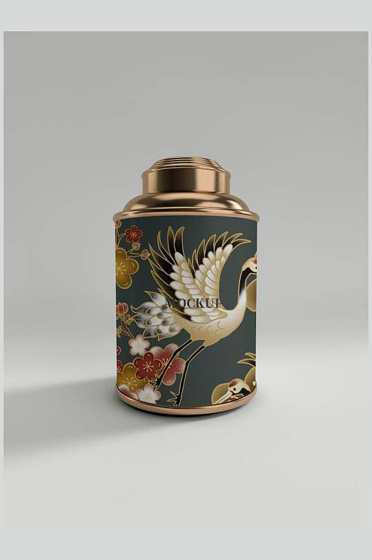 仙鹤茶叶罐包装样机